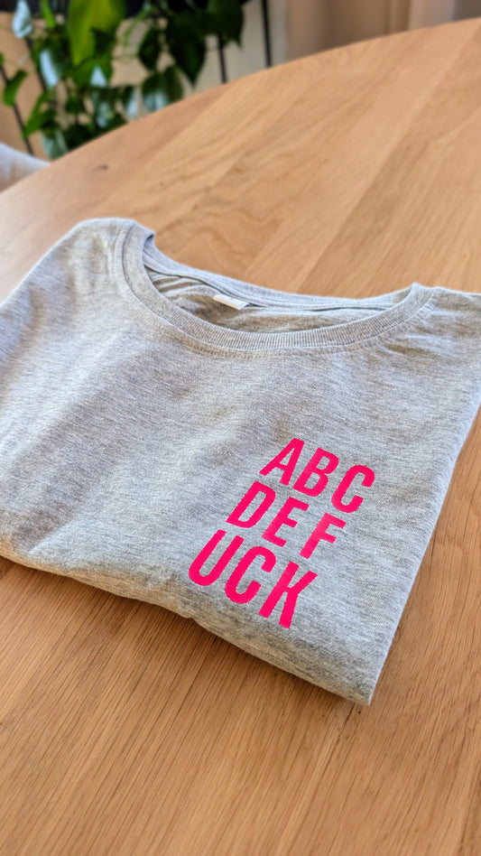 Sale - Cropped Shirt "ABCD"/"Get (Sh)it Done", Gr. S, grau meliert