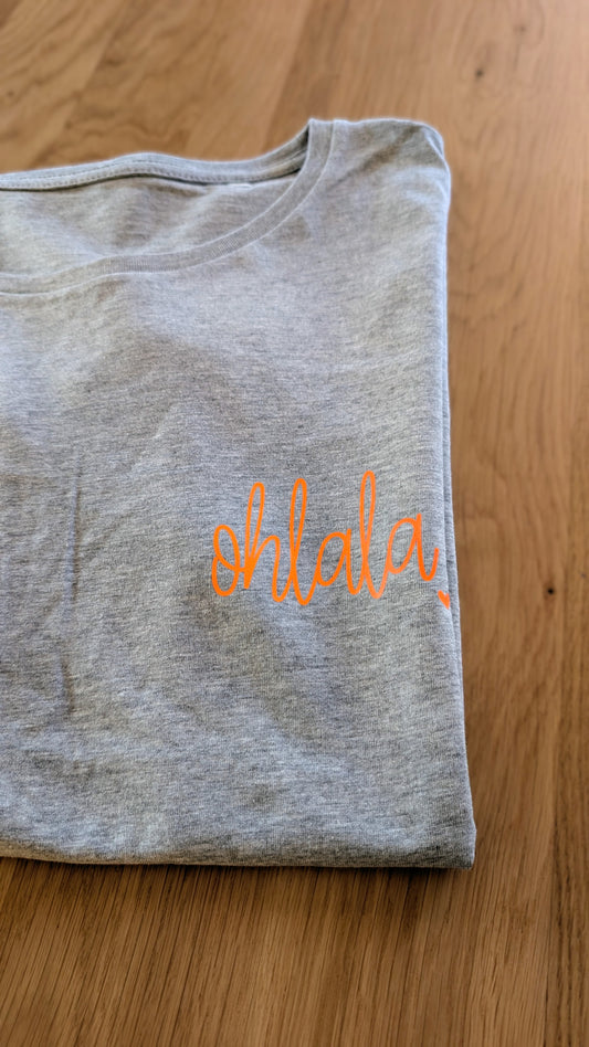 Sale - Damen T-Shirt "ohlala", Gr. L, grau meliert