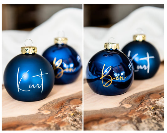 Stilvoll personalisierte Weihnachtskugel - 8 cm - Echtglas