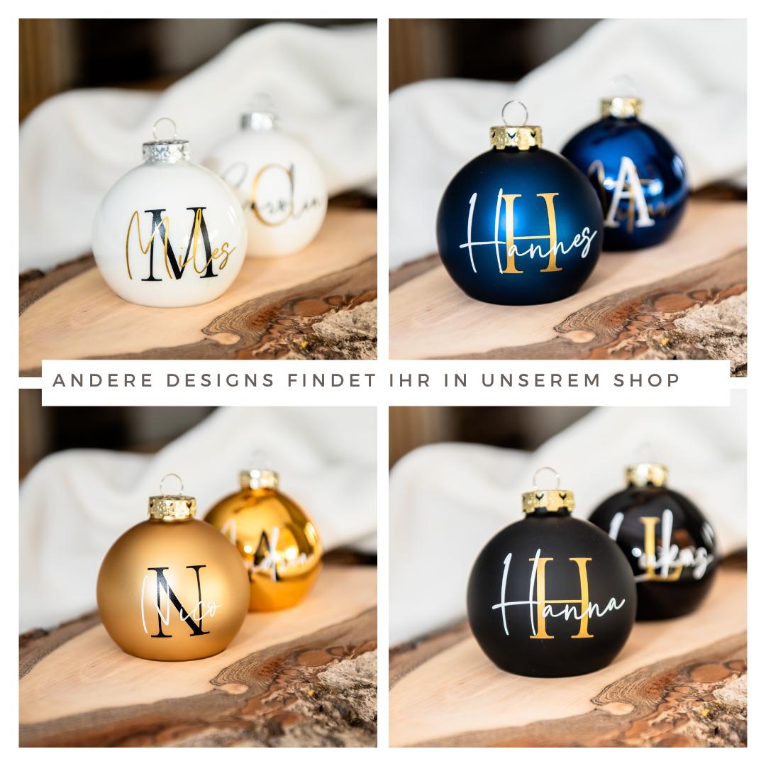 Stilvoll personalisierte Weihnachtskugel in Echtglas, grün glänzend/matt