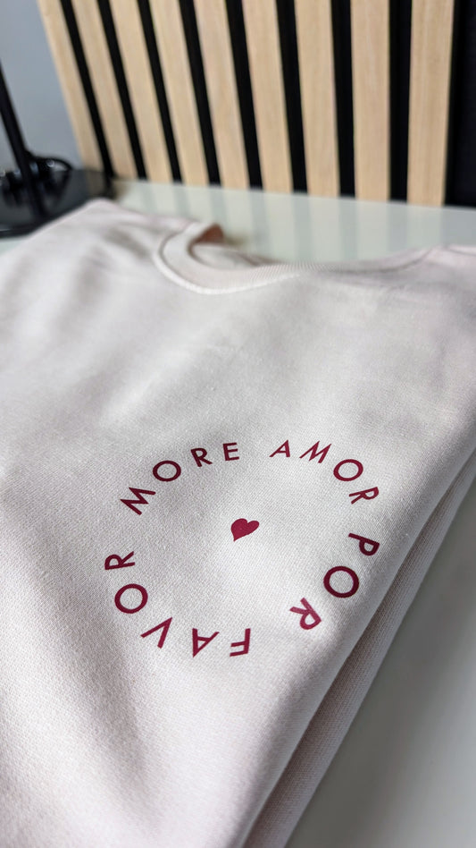 Sweater mit Druck "more amor por favor"