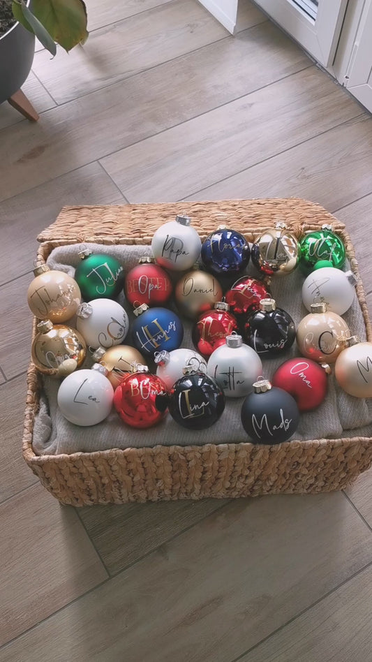 Stilvoll personalisierte Weihnachtskugel - 8cm - Echtglas, mit Anfangsbuchstabe