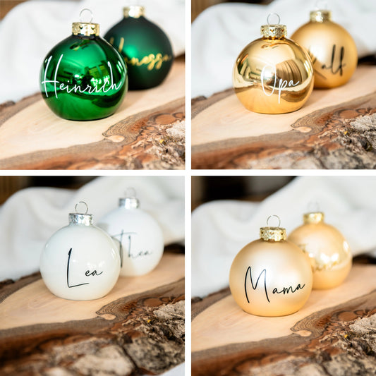 Stilvoll personalisierte Weihnachtskugel - 8 cm - Echtglas