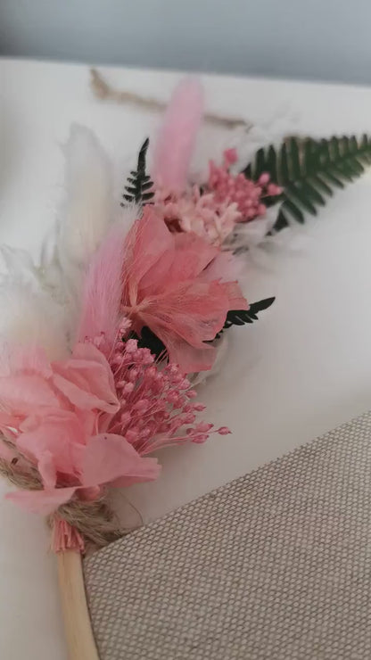 Türkranz mit Trockenblumen natur-weiß-rosa