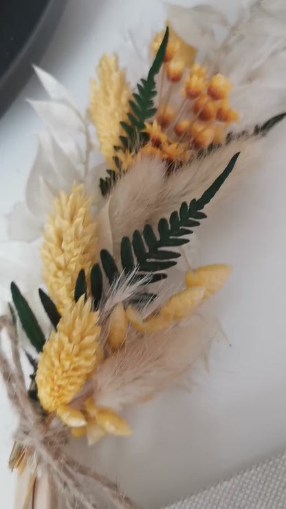 Türkranz mit Trockenblumen natur-weiß-gelb