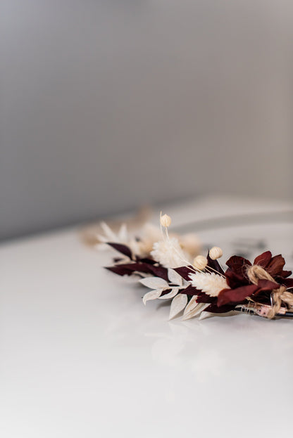 Türkranz Metall-Acryl mit Trockenblumen in natur-weiß-rot