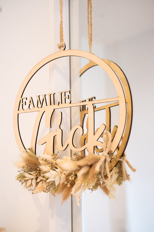 Unique door wreath with dried flowers nature-white-green | personalized gifts | Wedding, Birthday, Mother's Day |