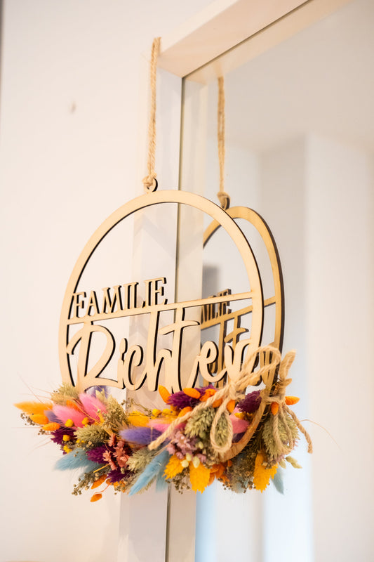 Unique door wreath with dried flowers nature-white-green | personalized gifts | Wedding, Birthday, Mother's Day |