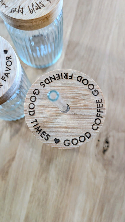 Sale - Cocktailglas mit graviertem Holzdeckel