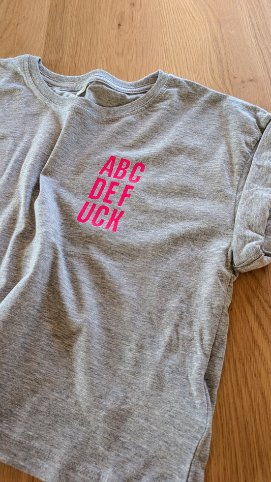 Sale - Cropped Shirt "ABCD"/"Get (Sh)it Done", Gr. S, grau meliert