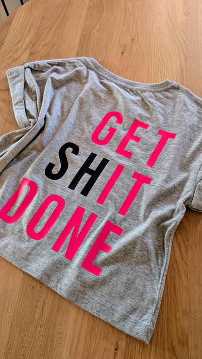 Sale - Cropped Shirt "ABCD"/"Get (Sh)it Done", Gr. S, grau meliert