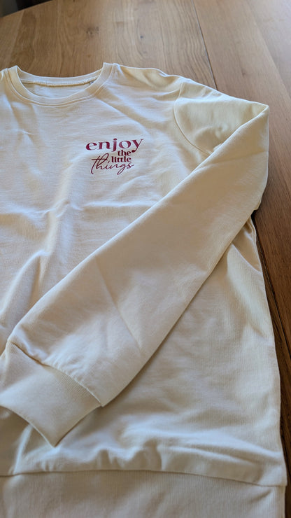 Sale - Damen Sweater "enjoy the little things", Gr. XL, pale yellow