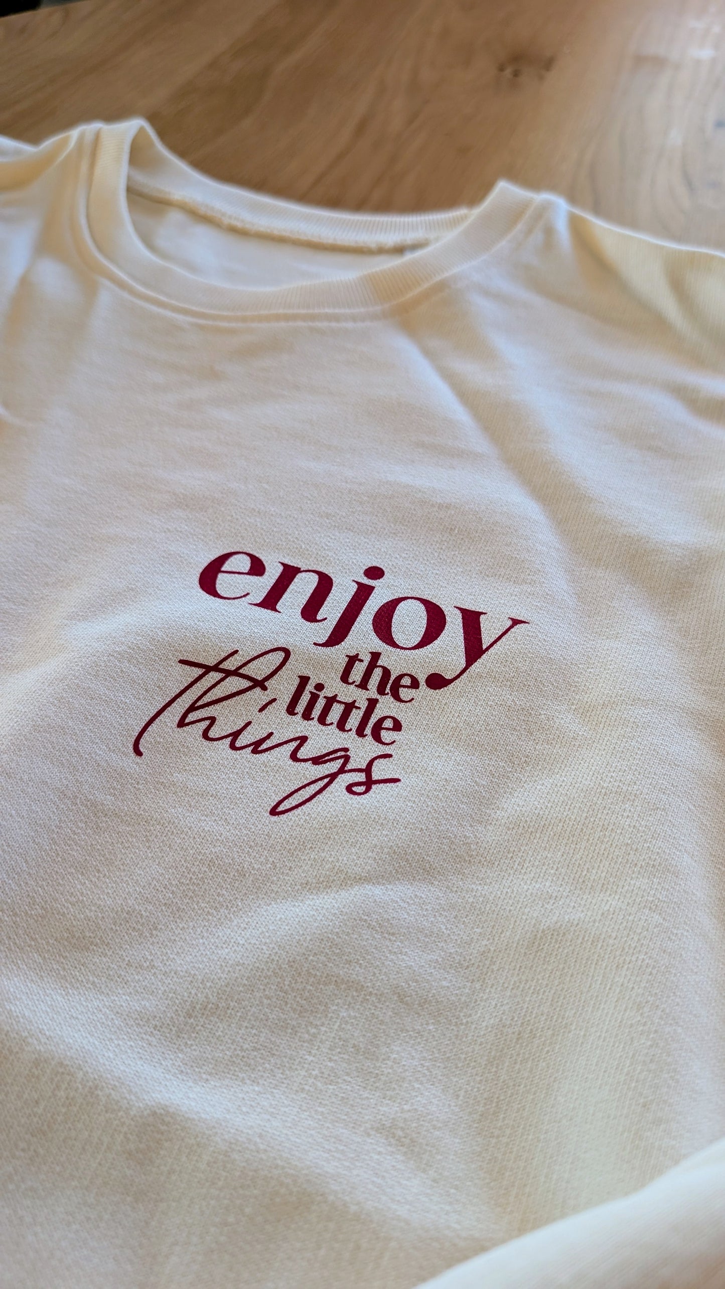 Sale - Damen Sweater "enjoy the little things", Gr. XL, pale yellow