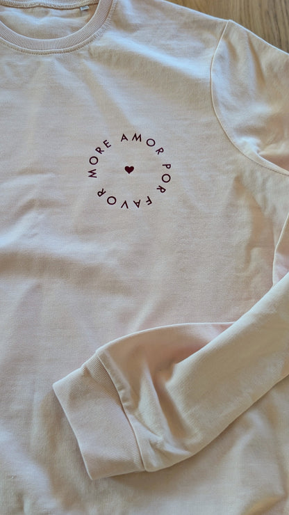 Sale - Damen Sweater "more amor por favor", Gr. XL, blush rosa