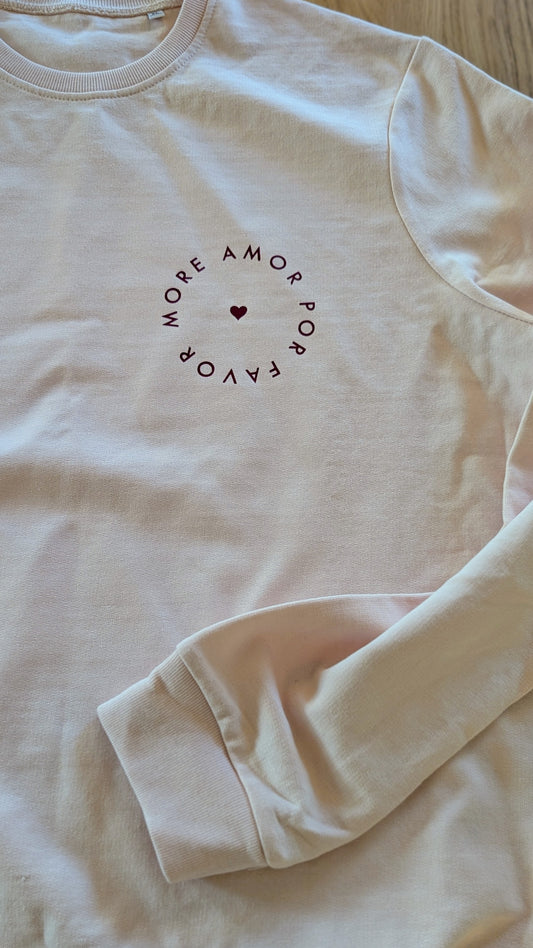 Sale - Damen Sweater "more amor por favor", Gr. XL, blush rosa