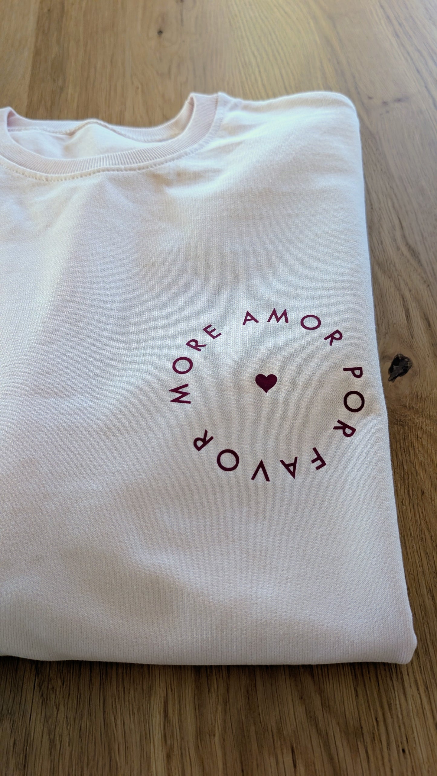 Sale - Damen Sweater "more amor por favor", Gr. XL, blush rosa