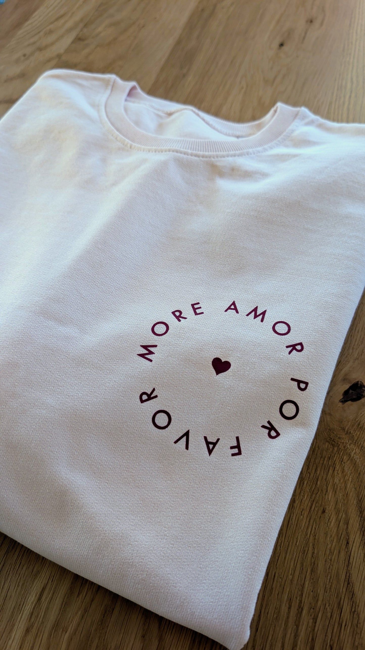 Sale - Damen Sweater "more amor por favor", Gr. XL, blush rosa
