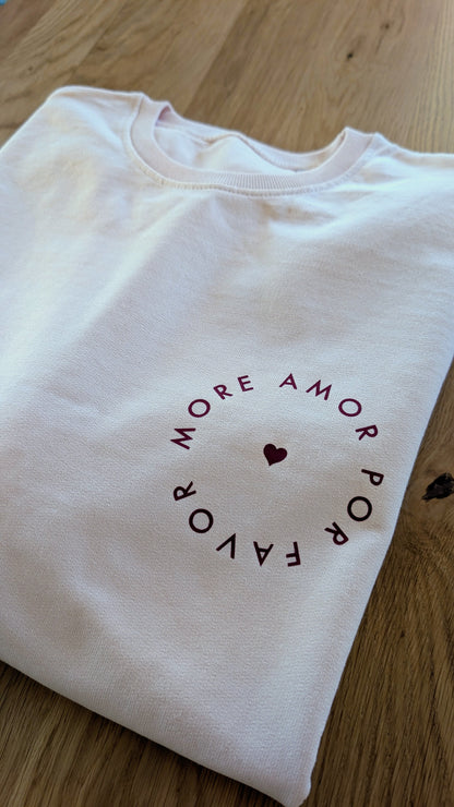 Sale - Damen Sweater "more amor por favor", Gr. XL, blush rosa