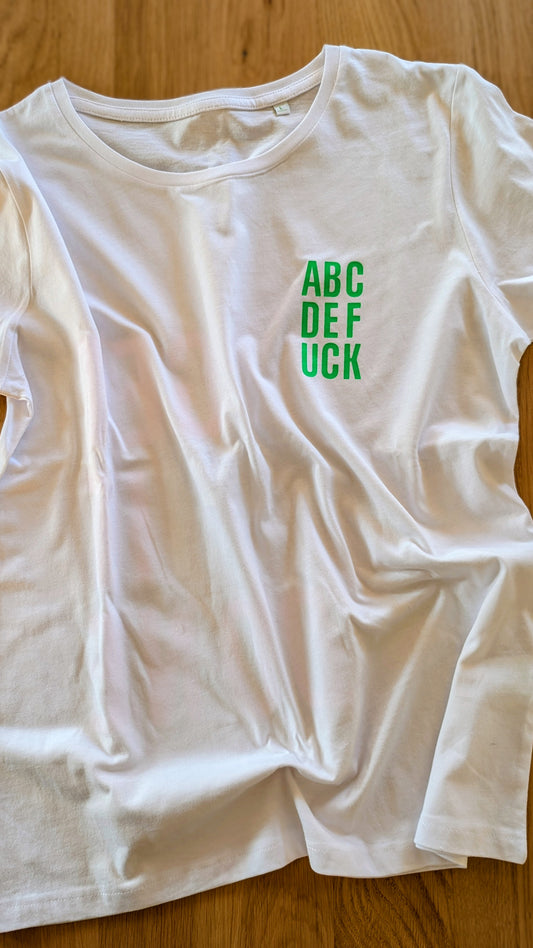 Sale - Damen T-Shirt "ABCD"/"Get (Sh)it Done", Gr. L, weiß