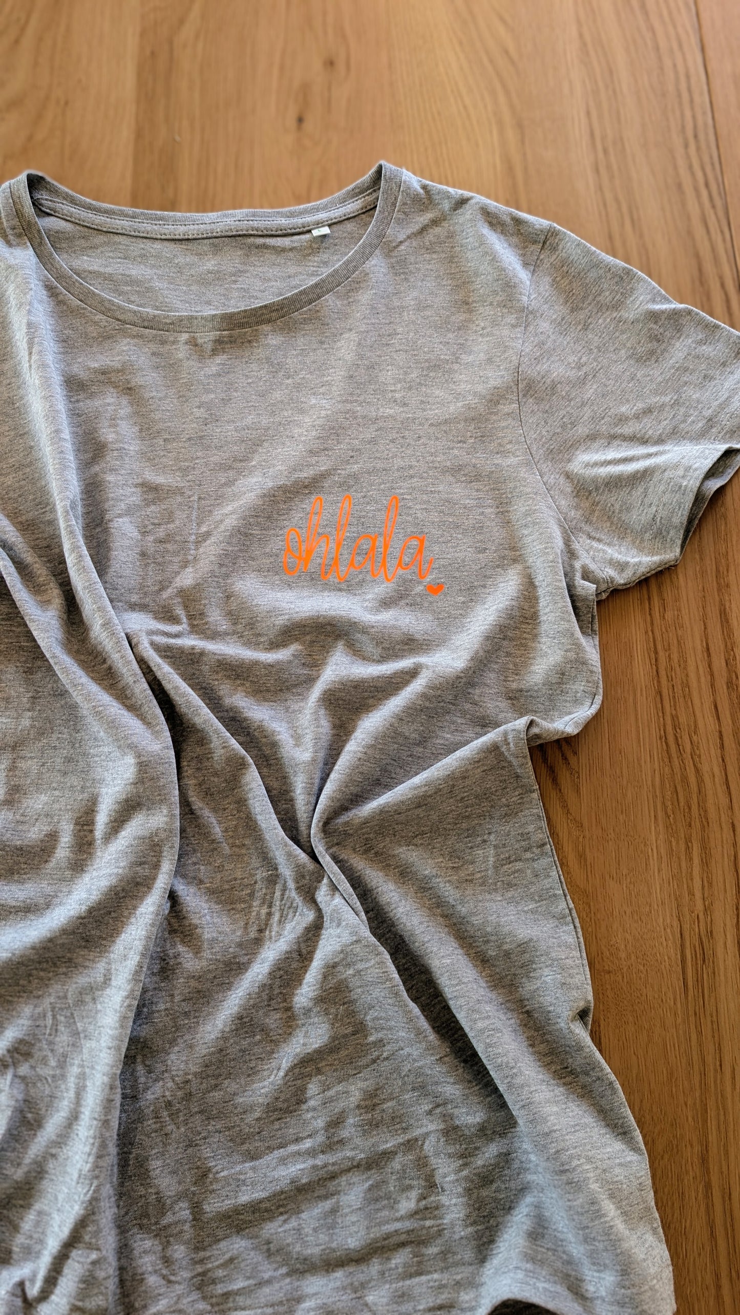 Sale - Damen T-Shirt "ohlala", Gr. L, grau meliert