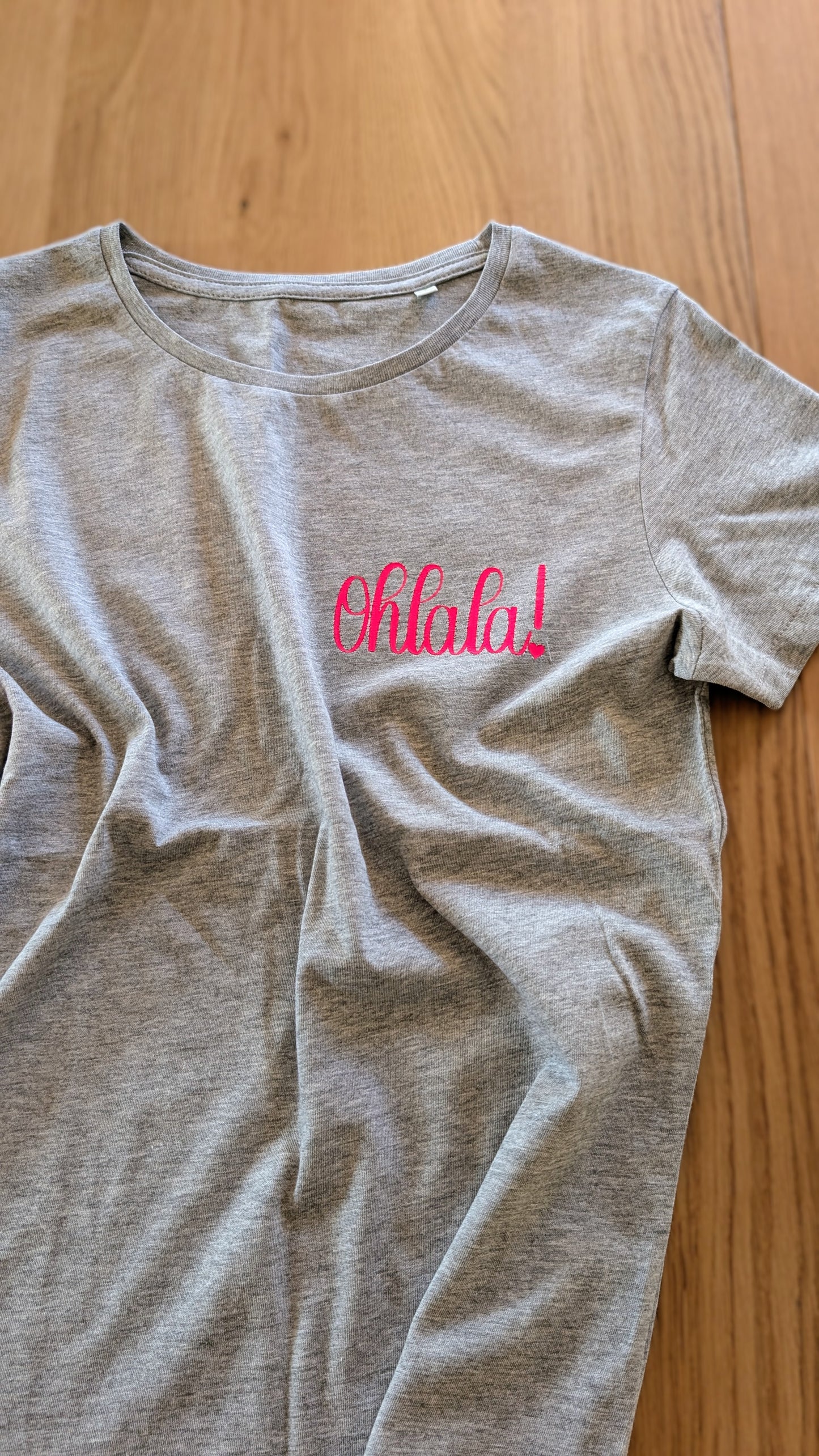 Sale - Damen T-Shirt "ohlala", Gr. S, grau meliert