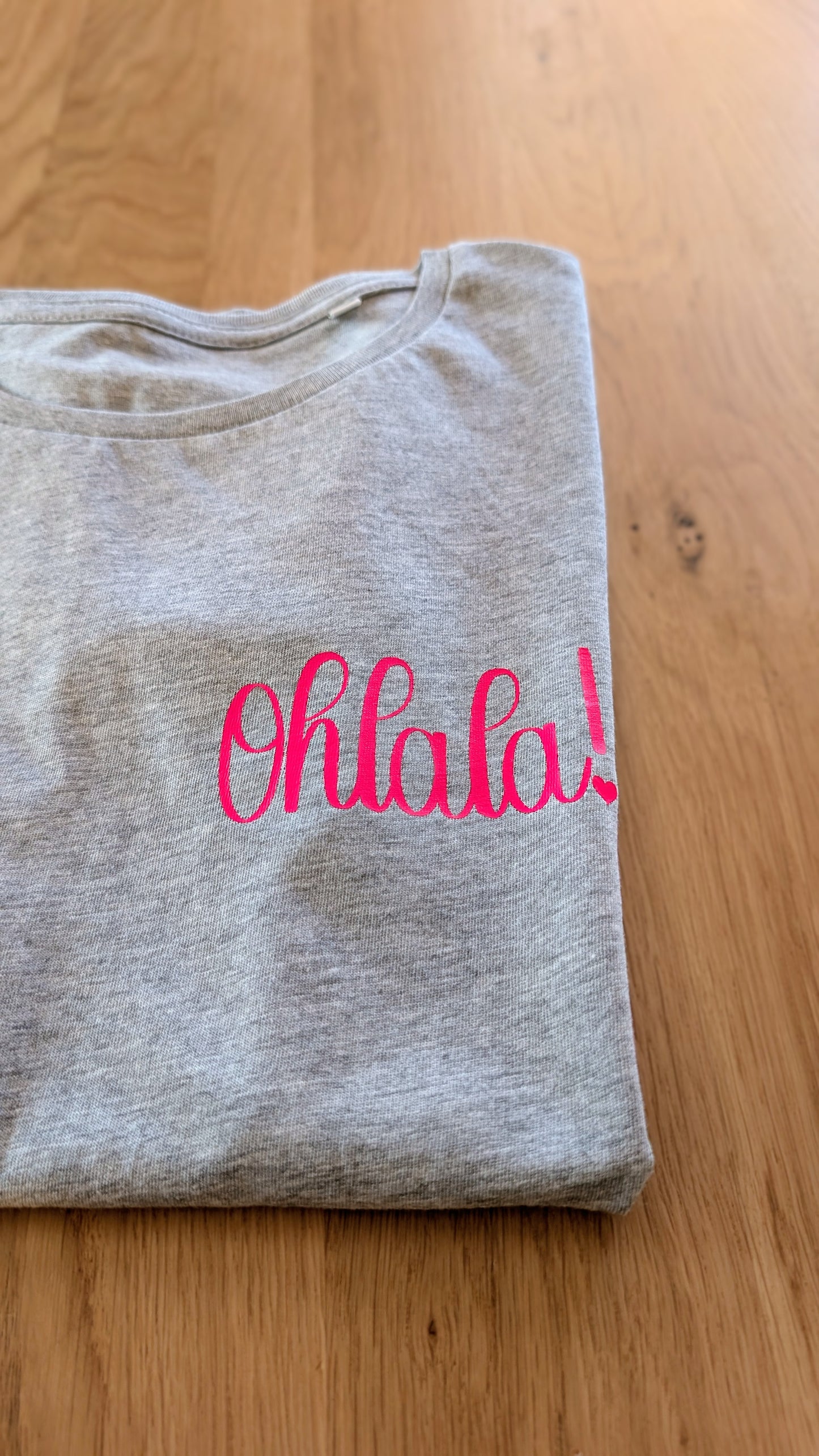 Sale - Damen T-Shirt "ohlala", Gr. S, grau meliert