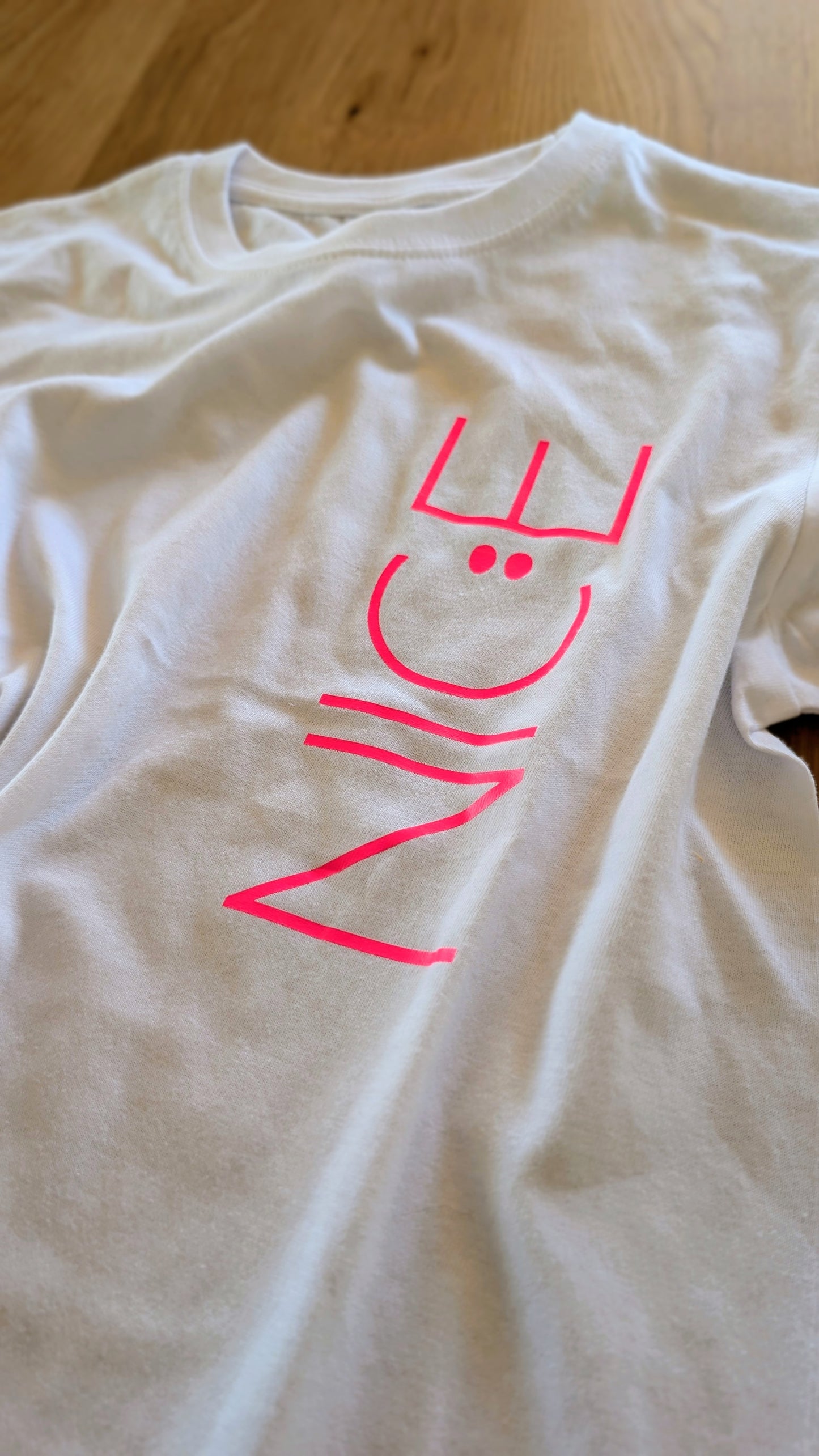 Sale - Kinder T-Shirt "nice", Gr. 134, weiß