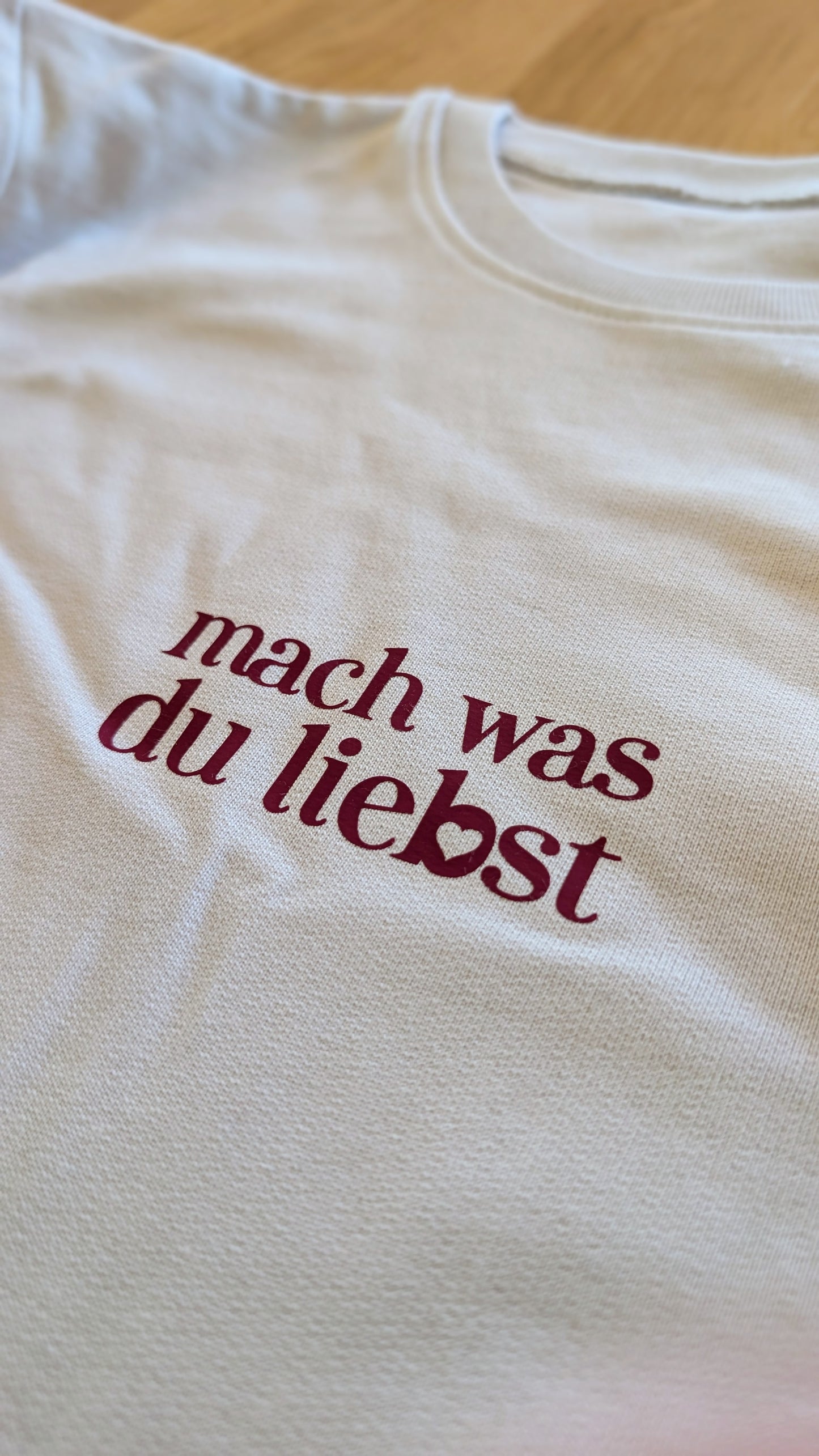 Sale - Damen Sweater "mach was du liebst", Gr. L, grey fog