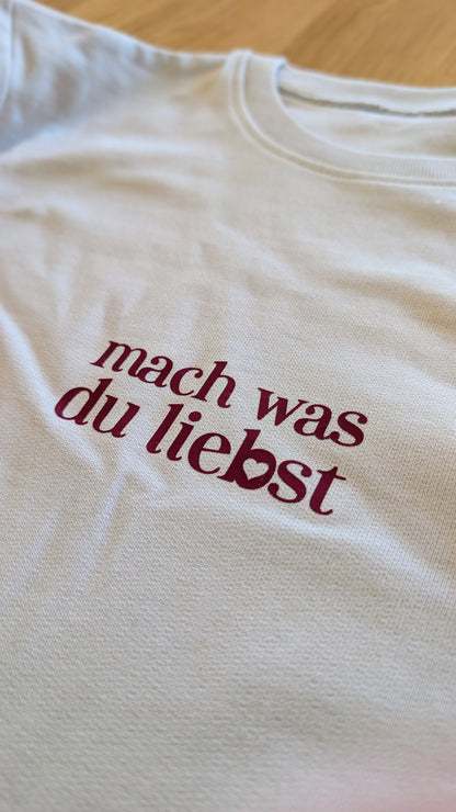 Sale - Damen Sweater "mach was du liebst", Gr. L, grey fog