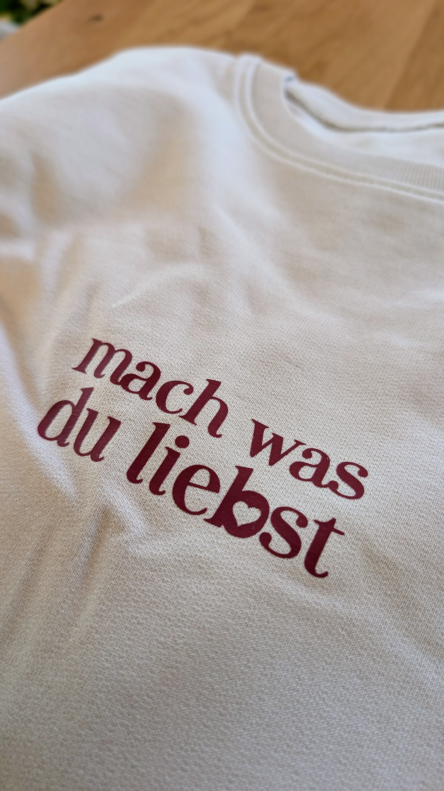 Sale - Damen Sweater "mach was du liebst", Gr. L, grey fog