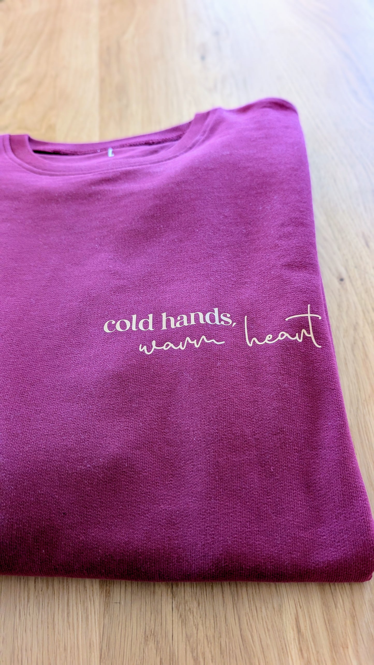 Sale - Damen Sweater "cold hands, warm heart", Gr. L, bordeaux