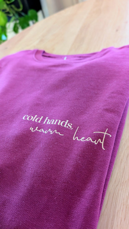 Sale - Damen Sweater "cold hands, warm heart", Gr. L, bordeaux