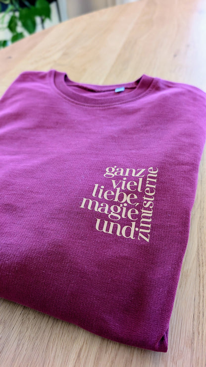 Sale - Damen Sweater "liebe, magie, zimtsterne", Gr. M, bordeaux