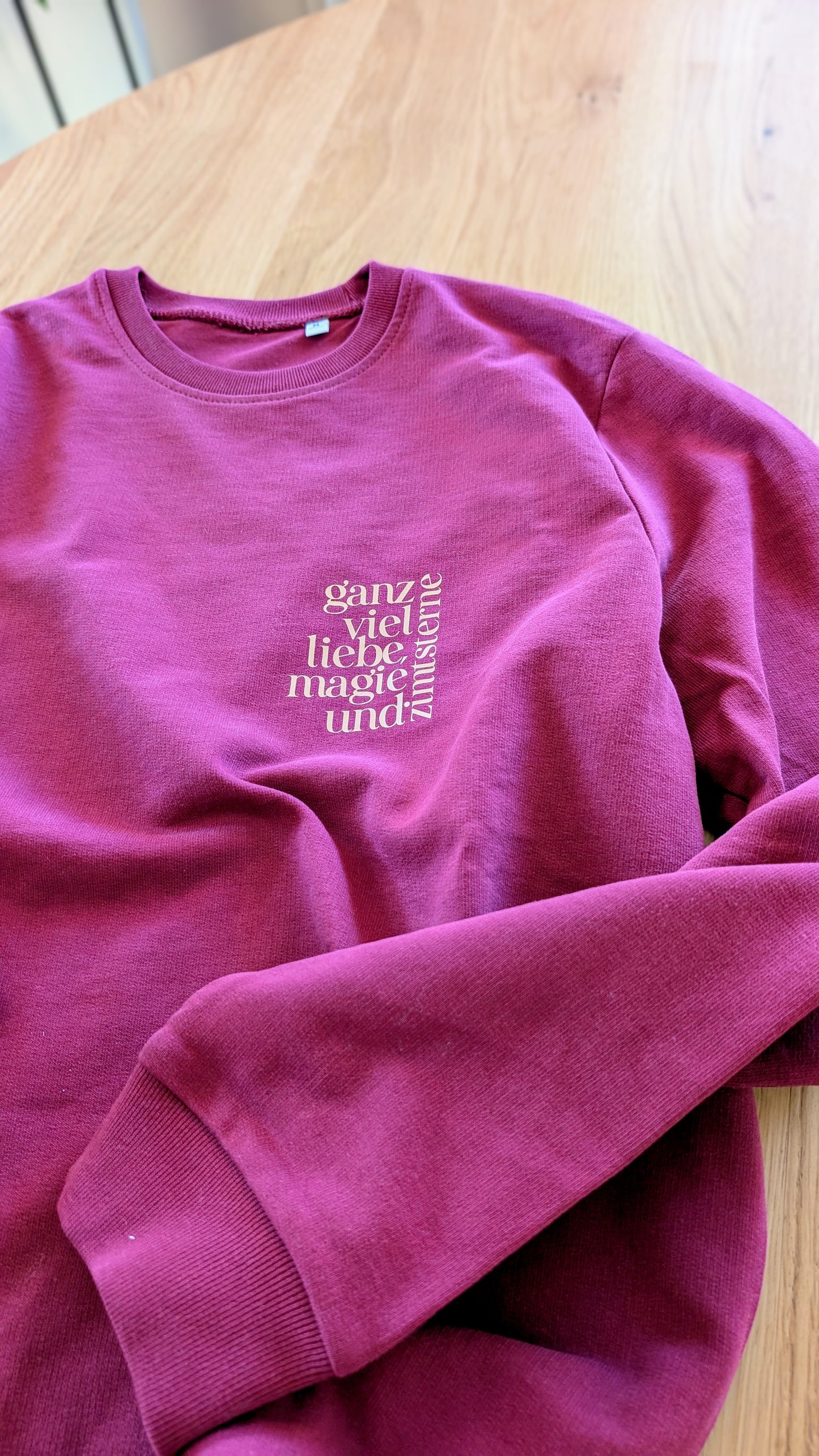 Sale - Damen Sweater "liebe, magie, zimtsterne", Gr. M, bordeaux