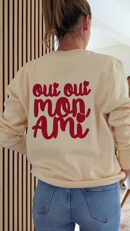 Damen | Sweater mit Druck "oui oui mon ami"