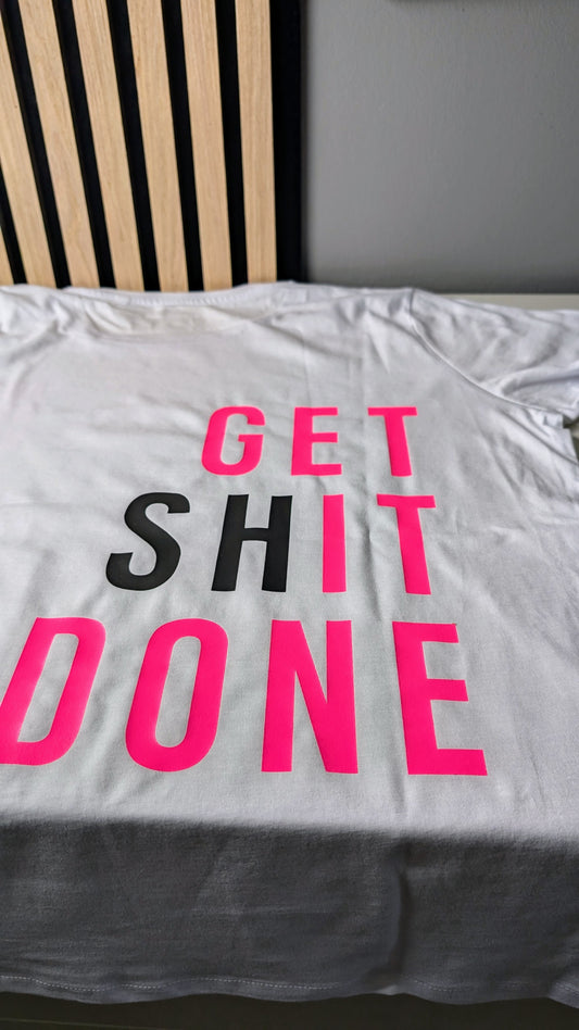 Damen & Herren | Shirt mit Druck „abc“/„get sh# done“