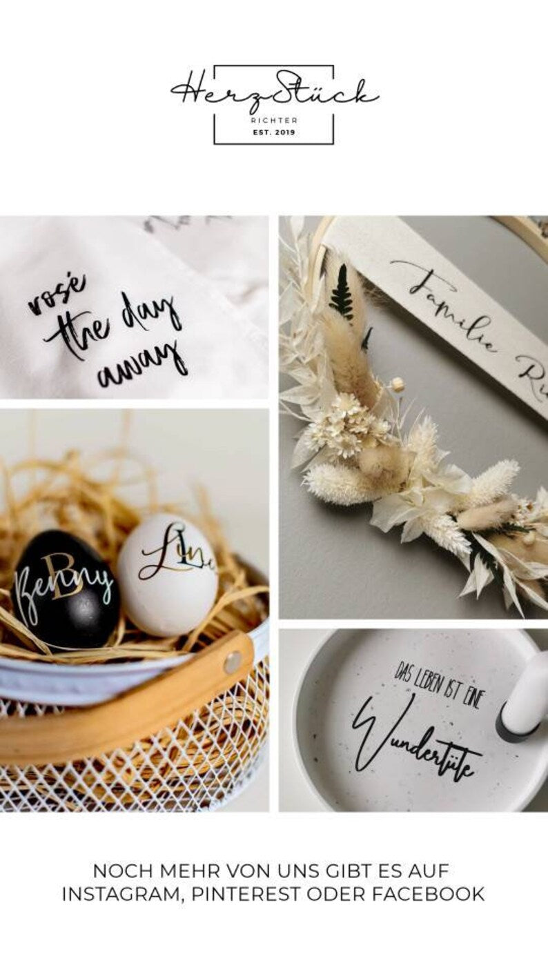 Personalisierter Türkranz „Hoopie“ aus Trockenblumen natur-weiß-grün | Geschenk Hochzeit, Einzug, Muttertag | Boho Deko handgemacht