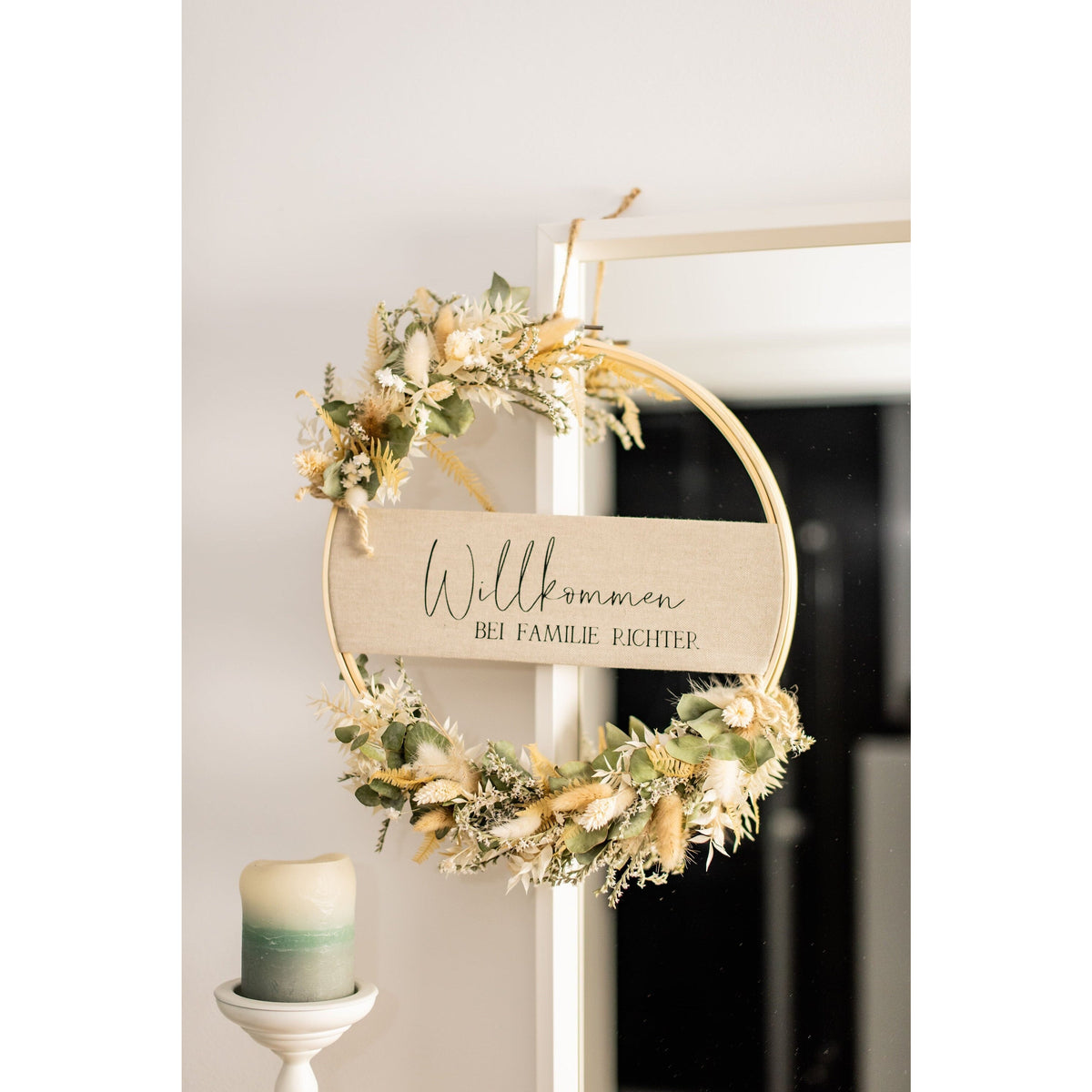 Eleganter Deluxe Türkranz mit Trockenblumen – Personalisierte Geschenk – herzstueckrichter